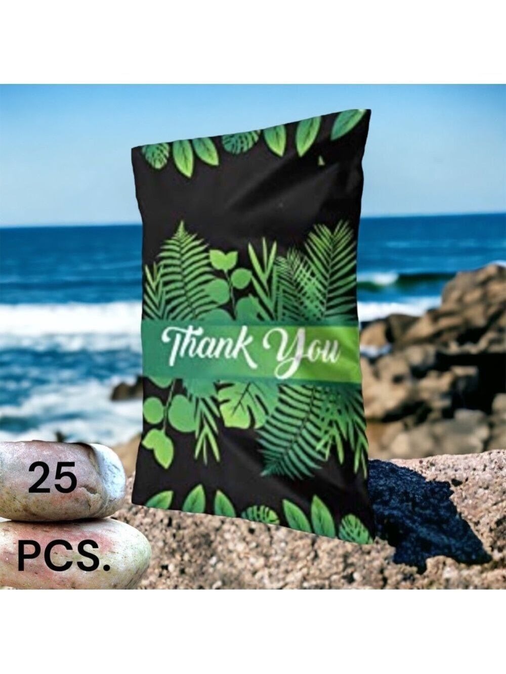 25 10X13 Poly Mailers Tropical Leaf Thank You, Shipping Envelopes PRICE IS FIRM - Picture 6 of 7